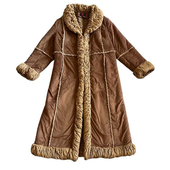 Gallery Women’s Vintage Penny Lane Fur Sherpa Lined Long Brown Maxi Coat Sz XL - Picture 16 of 16